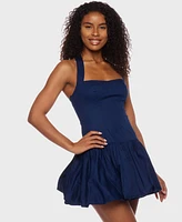 Alex & Sophia Juniors' Halter Bubble-Hem Mini Dress
