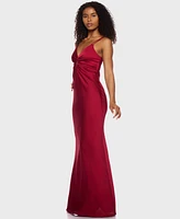 Alex & Sophia Juniors' Satin Keyhole Gown