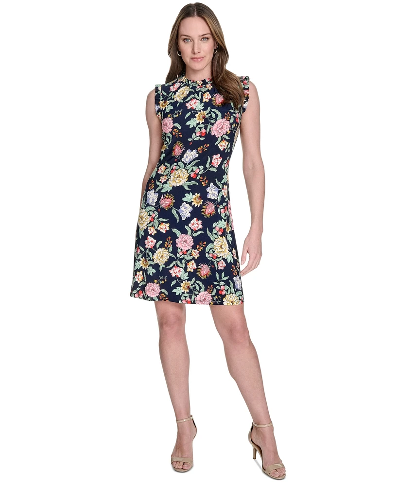 Tommy Hilfiger Women's Ruffled Floral Jersey Dress