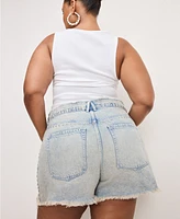 Good American Women's 90's Studded Denim Shorts