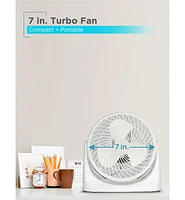 Black+Decker 7-Inch Small Self-Standing Adjustable Portable Fan with 3-Speed Settings, Portable Turbo Fan for Table and Desk with 90° Tilt Angle,