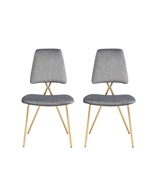 Set of Two Open Back Velvet Dining Side Chairs for Home Dining or Kitchen