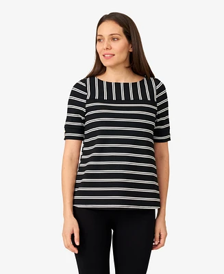 Cable & Gauge Women's Stripe Boatneck Top