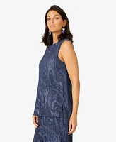 Cable & Gauge Women's Jacquard Sleeveless Tunic with Pant Matching Set