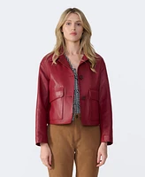 Furniq Uk Women's Cropped Leather Jacket, Created for Macy's