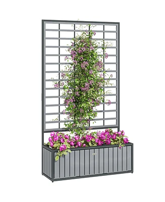 Outsunny Raised Garden Bed, Planter Box with Trellis, Removable Pots,