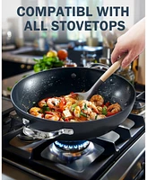 Cooks Standard Everyday Pan with Glass Lid, Chef's Pan 12-Inch Hard Anodized Nonstick All Purpose Pan 5-Quart Wok Stir Fry Pan, Black