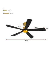 55 inch ceiling fan with light, both indoor and outdoor, with remote control, reversible Dc motor, no noise, suitable for bedroom, living room, terrac