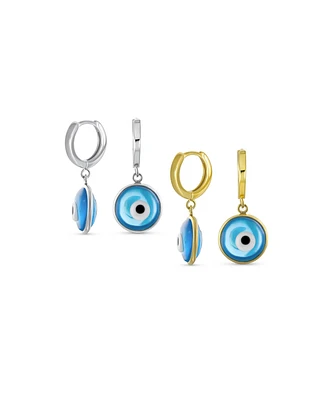 Bling Jewelry Set of 2 Spiritual Protection Blue Nazar Evil Eye Dangle Earrings Gold Plated Silver