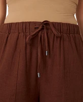 Cable & Gauge Women's Linen Blend Wide Leg Pant