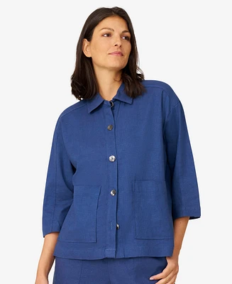 Cable & Gauge Women's Patch Pocket Linen Blend Jacket