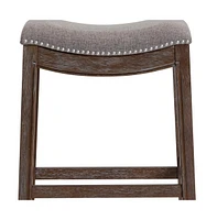 Fabric and Solid Wood Backless Counter Height Bar Chair