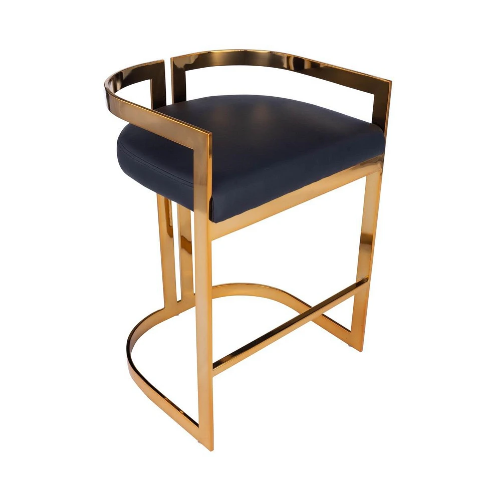 Industrial Counter Height Bar Chair with Iron Frame and Low Back