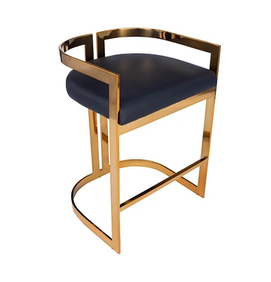 Industrial Counter Height Bar Chair with Iron Frame and Low Back