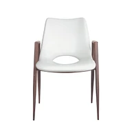 Set of 2 Upholstered Faux Leather Dining Chairs with Armrests and Open Back