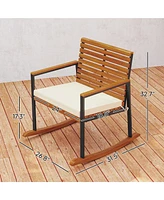 Outsunny 2PCS Outdoor Rocking Chair, Wooden Outdoor Rockers,