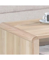 Kings Brand Furniture Nathan Coffee Table with Open and Close Shelving Perfect for Living Room (Oak with Black Front Panel)