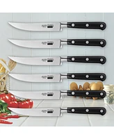 Cooks Standard Steak Knives Set 6-Piece, High Carbon Stainless Steel Classic Sharp Kitchen Steak Knife, Ergonomic Handle, Black
