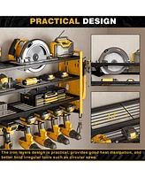 Hausource 4 Tier Power Tool Organizer Shelving Wall Mount Utility Storage Rack，Yellow