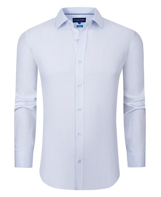 Dylan Park Men's Four Way Stretch Plaid Button Down Dress Shirt