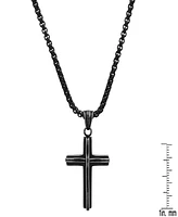 Steeltime Men's Black Ip Stainless Steel Cross Pendant Necklace