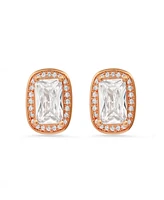 Steeltime Women's 18K Rose Gold Plated Brass Simulated Emerald Cut Diamonds Stud Earrings