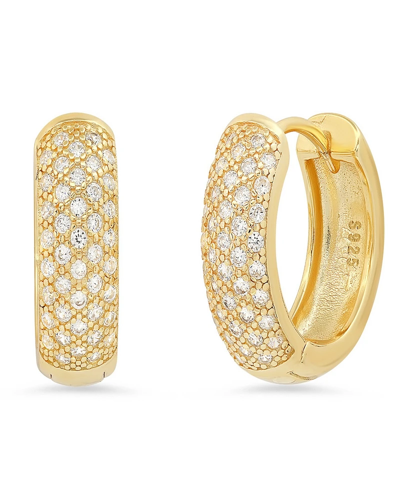 Steeltime Women's Simulated Diamonds Rounded Huggie Earrings