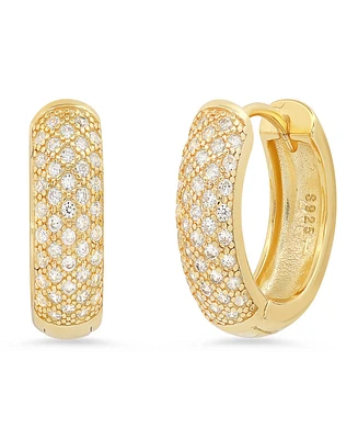 Steeltime Women's Simulated Diamonds Rounded Huggie Earrings