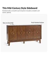 Ema Mid-Century Sideboard With Solid Wood Legs and Adjustable Shelves