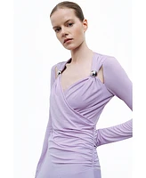 Nocturne Women's Long Sleeve Maxi Dress with Accessory Detail
