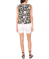 Vince Camuto Women's Floral-Print Crocheted-Trim Top