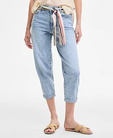 Nautica Jeans Women's Belted Cropped Straight-Leg Denim