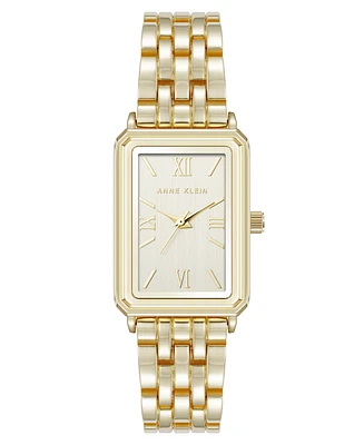 Anne Klein Women's Quartz Rectangular Estate Gold-Tone Metal Alloy and Champagne Dial Watch, 25mm