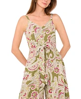 Vince Camuto Women's Cropped Paisley Tie-Front Jumpsuit