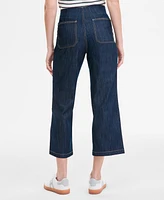 Tommy Hilfiger Women's Wide-Leg No-Waistband Cropped Denim Jeans