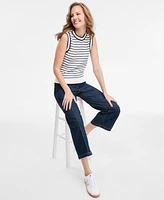 Tommy Hilfiger Women's Striped Basket-Weave Sleeveless Shell Sweater