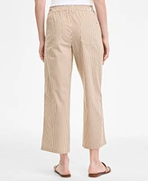Tommy Hilfiger Women's Striped Extended-Tab Cropped Pants