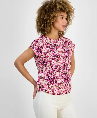 Jones New York Women's Floral-Print Short-Sleeve Top