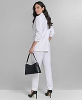 Calvin Klein Womens Linen Blend One Button Blazer Slim Leg Pants