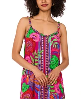 Vince Camuto Women's Braided-Neck Floral-Print Maxi Dress