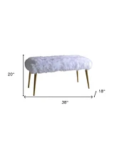 Plush Upholstered Faux Fur Bench – Modern Accent Seating for Bedroom or Entryway