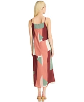 Luxely Women's Printed Square-Neck Maxi Dress