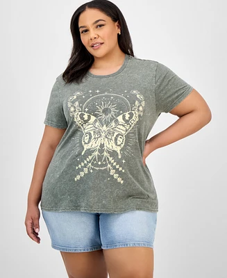 Rebellious One Trendy Plus Graphic Print Butterfly T-Shirt