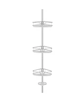 4-Tier Tension Corner Shower Caddy Aluminum Pole Adjustable Bathroom Shelves