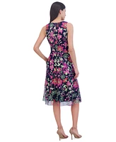 Jessica Howard Women's Floral-Embroidered Fit & Flare Dress