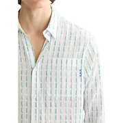 Scotch & Soda Men's Long Sleeve Voile Dash Print Button-Front Shirt