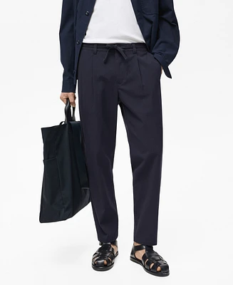 Mango Men's Seersucker Cotton Pants