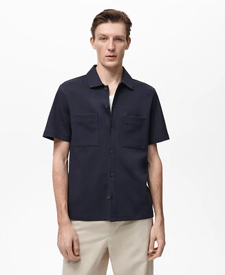 Mango Men's Chest-Pocket Cotton Shirt
