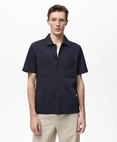 Mango Men's Chest-Pocket Cotton Shirt