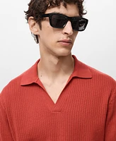 Mango Men's Cotton Striped Structure Polo Shirt